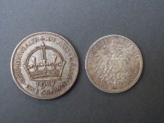 George VI 1937 Commonwealth of Australia crown, together with a Deutsches Reich Drei mark 1912,
