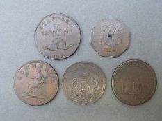 Three early 18thC token pennies including Staffordshire,