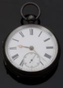 Hallmarked silver gentleman's open faced pocket watch with inset subsidiary seconds dial,
