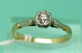 A 9ct gold ring set with an old mine cut diamond measuring approximately 0.