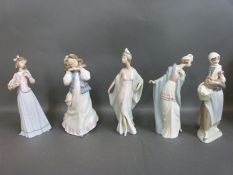Five boxed Lladro figurines comprising The Flirt, Sophisticate, Dreams of a Summer Past,