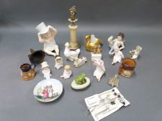 A small collection of ceramics to include Dresden cherub, Limoges pot, Victorian bisque,