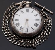 John Price of Kennington hallmarked silver pair cased fusee pocket watch with verge escapement,