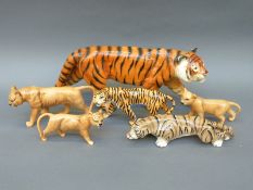 Beswick lion and tiger figures, large Goebel tiger,