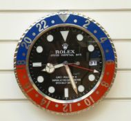 Rolex advert clock red/blue frame