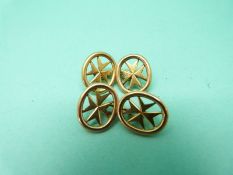 A pair of yellow metal cufflinks in the form of the Maltese cross, 8.