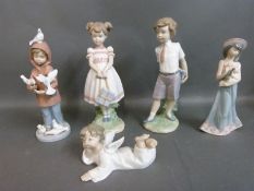 Five Lladro figures Elizabeth, Little Friends, Angel,