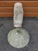 A natural stone staddle stone (H80cm)