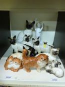 A collection of Beswick and Royal Doulton cat models,