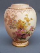 Royal Worcester blush ivory pedestal jar, shape no 2048,