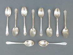 A set of six hallmarked silver teaspoons and a set of four hallmarked silver teaspoons,