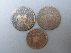Two James II Irish gun money halfcrowns or thirty pence coins for 1689 Dublin Mint and a further