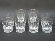 A pair of 19thC glass rummers and four whisky tumblers of similar designs