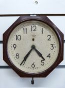 An Art Deco bakelite cased Smith Sectric wall clock in octagonal case,