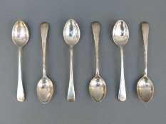 Set of six hallmarked silver teaspoons, Sheffield 1959, maker James Dixon & Sons,