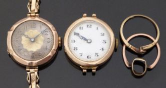Two 9ct gold watches both with Arabic numerals and blued Breguet hands,
