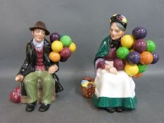 Royal Doulton figures The Balloon Man HN 1954 and The Old Balloon Seller HN 1315