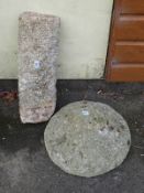 A natural stone staddle stone (H80cm)