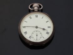 Hallmarked silver gentleman's open faced keyless winding pocket watch with inset subsidiary seconds