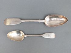 A Russian white metal fiddle pattern table spoon, length 23cm,