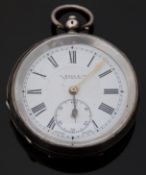 Bale & Co of Bristol silver gentleman's open faced pocket watch with subsidiary seconds dial,