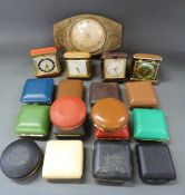 Eighteen various vintage travel alarm clocks c1930-1960s including Estyme, Journeyman, Peter, Seiko,