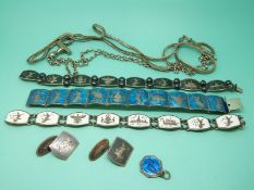 A collection of silver jewellery including Siam silver bracelets and cufflinks