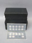 An amateur collection of early UK decimal 5 pence coins, all mounted in cards 1974-1980,