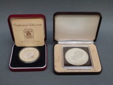 Bahamas anniversary Prince Charles 10 dollar proof silver coin, approx 50mm diameter, 45g,