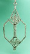 An Art Deco platinum lorgnette pendant set with rose cut and round cut diamonds,