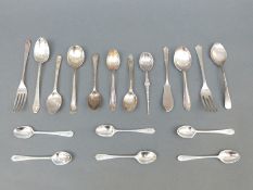 A quantity of hallmarked silver cutlery including teaspoons, jam spoons etc.