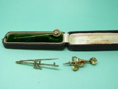 A Victorian brooch set with citrines and a seed pearl,