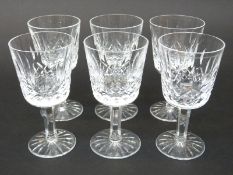 A set of six Waterford Crystal cut glass sherry glasses,