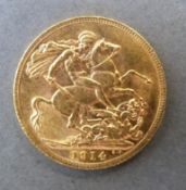 A 1914 gold full sovereign