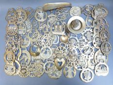 Approximately 65 horse brasses,