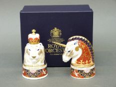 Royal Worcester limited edition candle snuffers Lion and Unicorn,