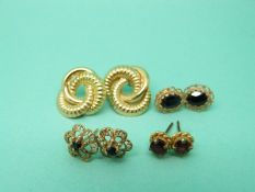 A pair of 18ct gold knot earrings,