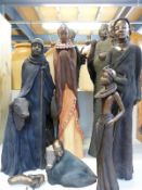 A collection of nine Soul Journeys resin African Masai figures,