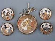 Five signed 19thC / 20thC Japanese Satsuma buttons