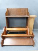 A small oak bookshelf together with three book troughs