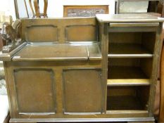 An oak telephone seat (H72 x L100 x D42cm)