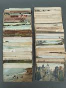 A collection of postcards including WWI scenes, Constantinople,