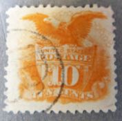 USA 1869 10 cent orange (Shield and Eagle) used.