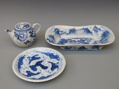 Three pieces of blue and white Chinese porcelain