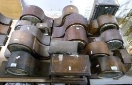 Seventeen various oak cased mantel clocks