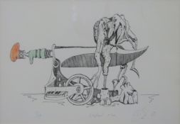 Chris Cambridge (Modern British) signed limited edition 1/100 surrealist print 'Elephantman',