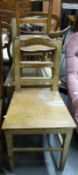 Two painted country chairs and a child's elm chair