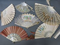 A collection of fans, mostly late 19th/early 20thC, some bone, mother of pearl and wood,