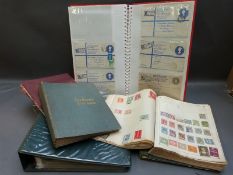 Four old world stamp albums and two albums of GB registered letters,