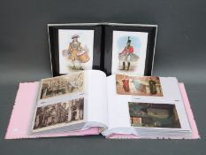 An album of mainly military related postcards, Napoleonic, WWI, individual and group photos,